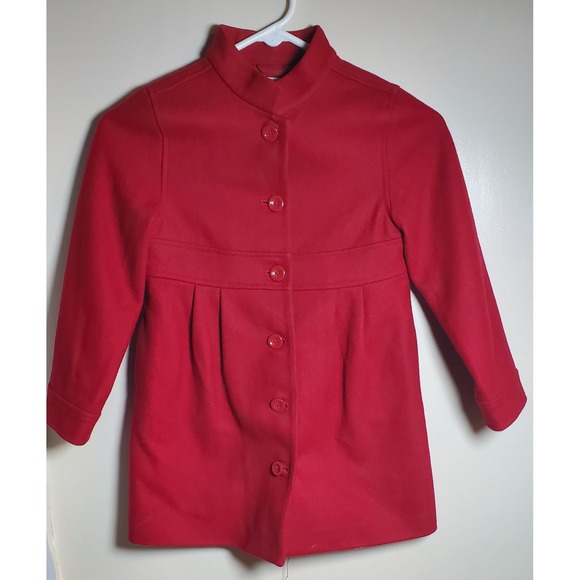 Janie and Jack Girls Holiday Red Melton Wool Blend Dress Coat‎ Toddler Size 6 - Picture 7 of 10